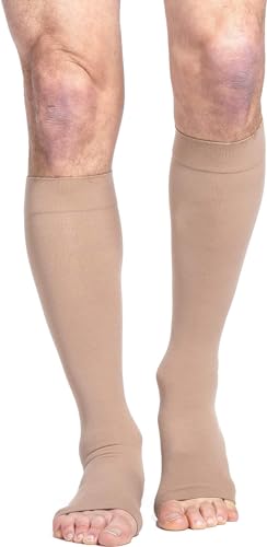 SIGVARIS Men’s & Women’s Essential Cotton 230 Open Toe Calf-High Socks 30-40mmHg