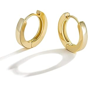 Small Gold Hoop Earrings for Women:14k Real Gold Plated Hypoallergenic Tiny Cartilage Huggie Ear Jewelry