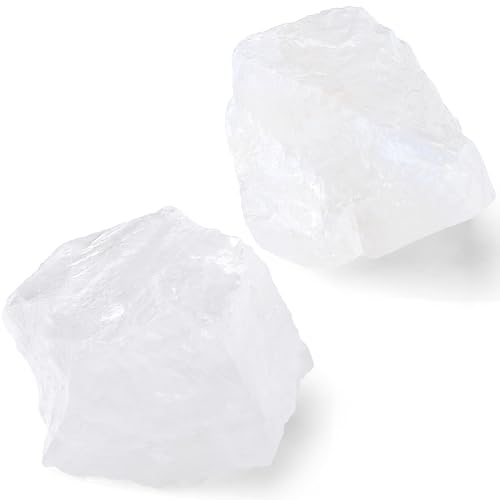 QINJIEJIE Bergkristall Große Kristall Rohstein 2 Stück 100% Klare Quarz Natursteine Kristalle Raw Steine Premium Wasserstein für Meditation Reiki Dekosteine