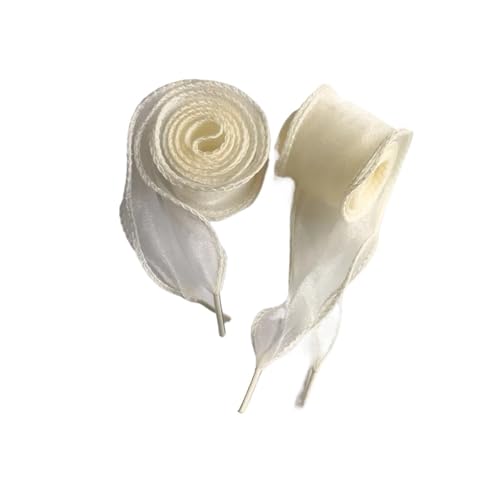 4cm幅の靴紐 ウェーブボウレース 美しいホワイト カジュアル スニーカー トレーニングシューズ レース(Beige,80cm)