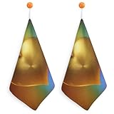 Jubonexis Toalla de mano pequeña con diseño de corazón metálico que irradia abstracto degradado con lazo para colgar, 2 paños absorbentes suaves para cocina y baño