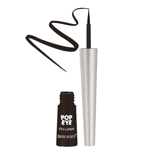 Swiss Beauty Pop Eyeliner | Waterproof And Long Lasting Liquid Eyeliner | Smudge Proof Eye Makeup |Quick Drying |Shade - Mud Brown, 3 Ml |