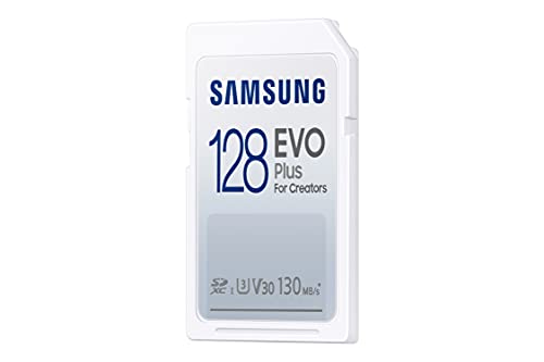 Samsung EVO Plus Full Size 128 GB SDXC Card 130MB/s Full HD & 4K UHD, UHS-I, U3, V30 (MB-SC128K/AM)