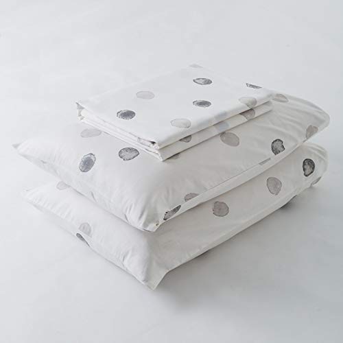 Yuheguoji White Polka Dots Duvet Cover King 100% Cotton Gray Circle Patterned Duvet Cover 3 Pcs Set 1 Grey White Duvet Cover With Zipper Ties 2 Pillowcases Modern Farmhouse Geometric Bedding Set Soft #TOP6