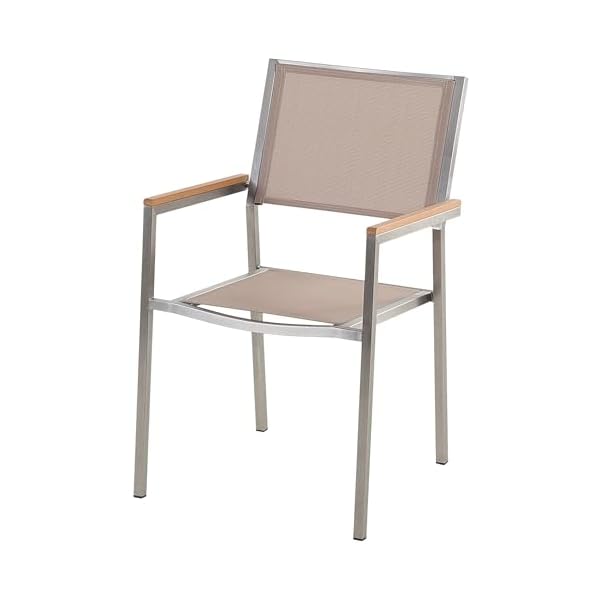 Beliani Gartenset Grosseto 6 Stühle Schwarz/Beige