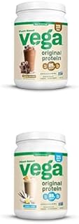 Vega Original Protein Powder, Creamy Chocolate and Creamy Vanilla Bundle - Plant Based Protein Drink Mix for Water, Milk and Smoothies, 32.5 oz