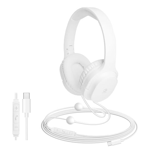 Casque USB C Air Tube blanc pour télétravail et appels clairs sans ondes