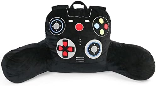 BenBen Reading Pillow for Teens, Kids, Adults, Video Game Controller, Backrest Pillow with Arms, Back Pillow for Sitting in Bed, Cozy Velvet Bed Pillow