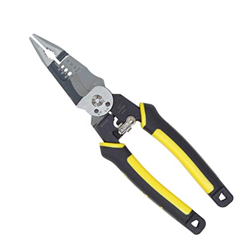 Southwire S7N1HD 7-in-1 Multi-Tool Plier: Shears 6-32 & 8-32 Bolts; Grips; Strips 10-14 AWG SOL & 12-16 AWG STR; Bolt Spanner; Bolt Shears; Crimper; Reamer; Heavy Duty Forged Steel