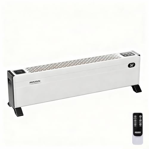 ROVSUN 32'' Electric Baseboard Heater with Remote & Timer, 1500W Convection Space Heater w/Adjustable Heating Modes, Touch Panel, Overheat & Tip-Over Protection for Indoor Home Bedroom Office, 1 Pack