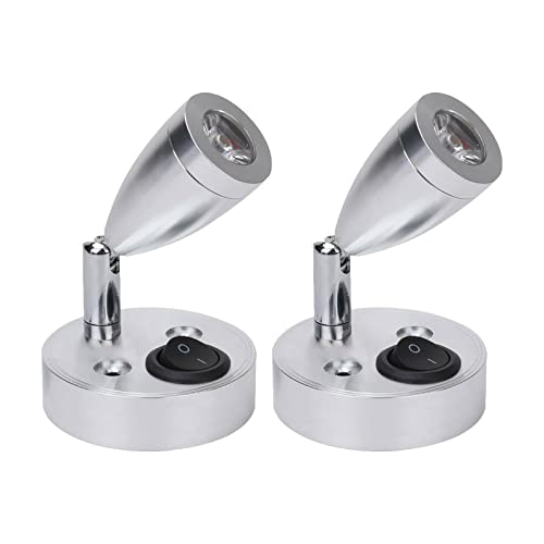 EOHMAK LED RV Reading Light 12V 2Packs Wall Mount Reading Lamp Caravan Light Camper Interior Light Reading Switch Camper Van Caravan Boat Interior Light (12V, 3W, 2 Packs)
