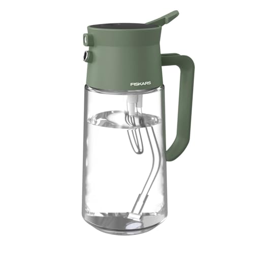 Fiskars Urban Plant Care Pulvérisateur et Arrosoir en Verre, 0,5 L, Fonction 2-en-1 pour Plantes D'Intérieur, Pulvérisation Fine et Bec Verseur Précis, Hauteur 20,9 cm, Verre, Vert Olive, 1080774