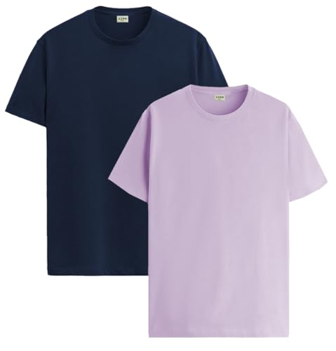 Image of ADRO Men's Cotton Regular Fit Combo Plain Solid T-Shirt Pack of 2