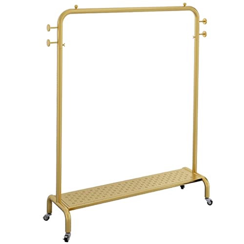 Clothing Rack Metal Garment Rack with Shelf Heavy Duty Clothes Rack for Suitablefor Bedroom Living Room Office Clothing Store Holds 100 Kg(Gold-100 * 40 * 165cm)