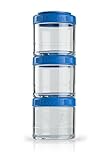 BlenderBottle GoStak Behälter zum Aufbewahren von Protein, Eiweiß, Pulver, Vitaminen und mehr- 3Pak 100ml (3x100ml), cyan