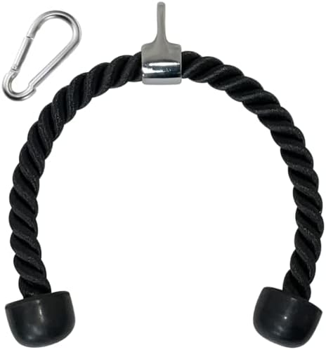 Evelots Tricep Rope-28 Inch Cable Fitness Machine Attachment-Pull Down Workout Rope with Steel Carabiner/Home Exercise Gym