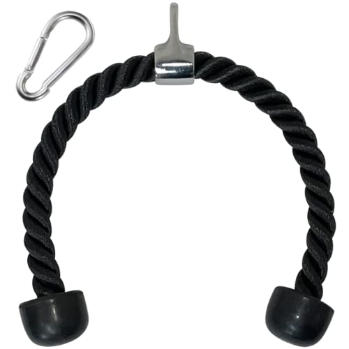 Evelots Tricep Rope-28 Inch Cable Fitness Machine Attachment-Pull Down Workout Rope With Steel Carabiner/Home Exercise Gym #TOP8