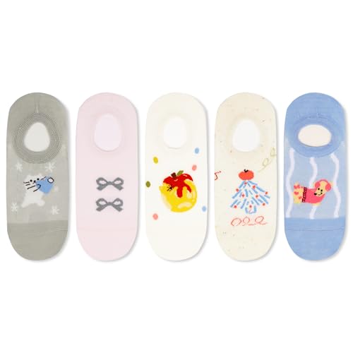 Image of Violet Mist Women No Show Socks Animal Patterned Low Cut Liner Socks Girls | Non Slip Invisible Socks, Novelty Funny Pattern Footies Flat Boat Socks Casual, Summer