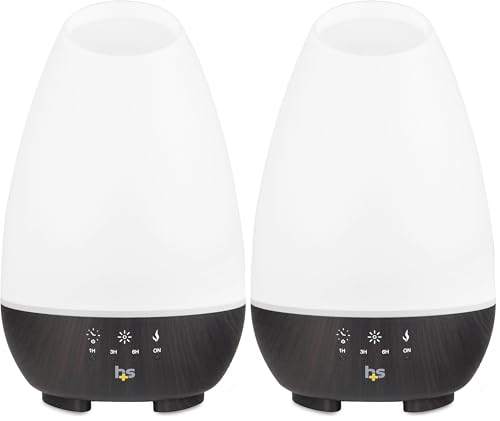 Image of HealthSmart Essential Oil Diffuser, 500ML, Large Room Coverage | Adjustable Timer | Multiple Mist Modes | 7 LED Colors | Pack of 2