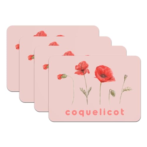 Sets de table rose coquelicot grand format pour protéger sans glisser - 2