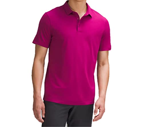 lululemon Mens Evolution Polo Short Sleeve Shirt (Heathered Cassis, S)