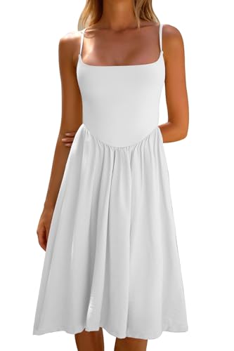 CHYRII Womens White Dress Fashion Summer 2025 Spaghetti Straps Sleeveless Casual A-Line Midi Dresses Sundress L by CHYRII - Used condition - Image 6