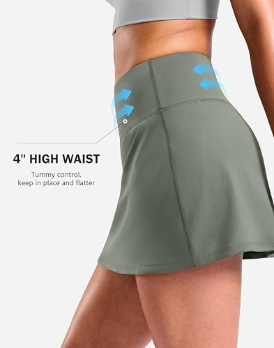 Image of SANTINY 13.5 inch /15 inch Skorts for Women with 2 Pockets High Waisted A Line Casual Pickleball Golf Skort Athletic Tennis Skirt