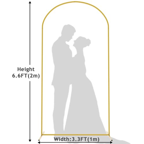 Image of 6.6FT Arch Backdrop Stand Gold Metal Wedding Arch Backdrop Stand | Metal Backdrop Arch Stand Balloon Arch for Wedding Ceremony Birthday Party Bridal Baby Shower Photo Booth Backgound Decor