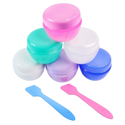 6 Pcs 20ml Small Travel Containers - Convenient Travel Size Containers for Toiletries Creams Lotion Essential Compact Size for Traveling (Includes 2 Small Spoons)