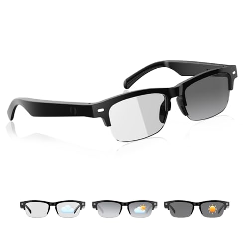 Smart Glasses for Men Women, Bluetooth Audio Glasses with Photochromic Lenses, Build in Mic & Speakers, IPX5 Waterproof Voice Assistant Open-Ear Lightweight Design for Indoor Outdoor Use YX0