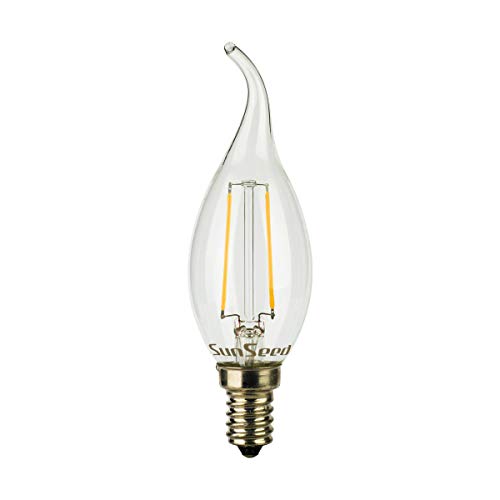 SUNSEED 10 X E14 2W (Equivalent to 25W) Sapphire Filament LED Flame Light Bulb C35TA Warm White 2700K, Pack of 10 - Image 3