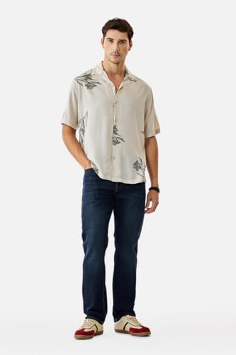 Image of SNITCH Men Casual Shirt | Box Fit Short Sleeve Cuban Collar Floral All-Over Print Design | Premium 100% Viscose & Lightweight Fabric for Summer, Vacation & Beach Wear