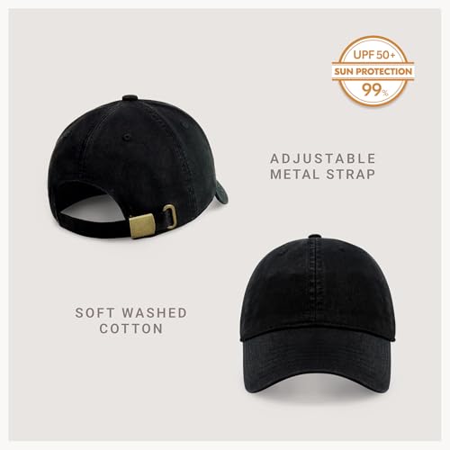 CHOK.LIDS Everyday Premium Dad Hat Unisex Cotton Baseball Cap for Men and Women Adjustable Lightweight Polo Style Curved Brim (Black)