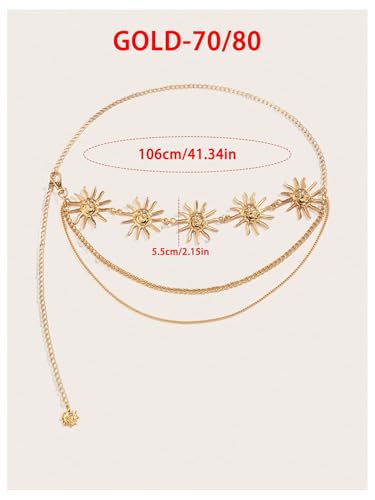 GORGLITTER Women's Sun Pendant Waist Belt Rave Outfits Party Body Accessories3
