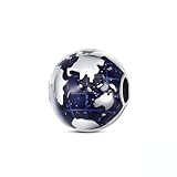 DFHTR Emaille Anhänger 925 Sterling Silber Globus Positionierung Knopf Charm Bead Fit Original Pandora Armband Armreif Herstellung Modeschmuck