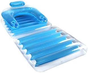 Inflatable Blue Swimming Pool or Patio Chair and Chaise Lounge, 74-Inch