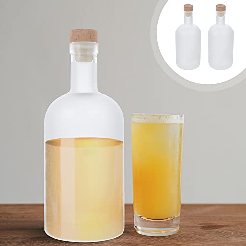 HEMOTON 2Pcs 500Ml de Vidro Fosco Garrafa De Vinho Com Cortiça Licor Vazias Garrafas de Cerveja Garr