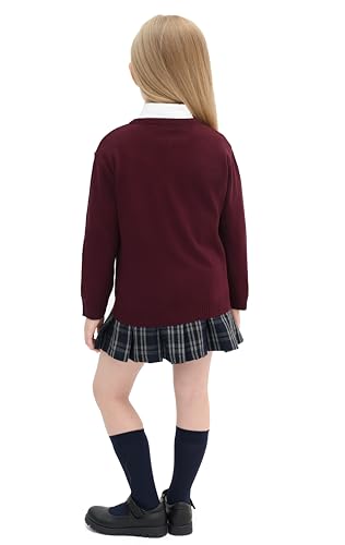 Lilax Little Girls' Knit Basic Cardigan, Long Sleeve Button Up Sweater2