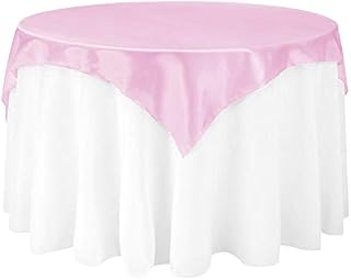 LinenTablecloth 60-Inch Square Satin Overlay Pink
