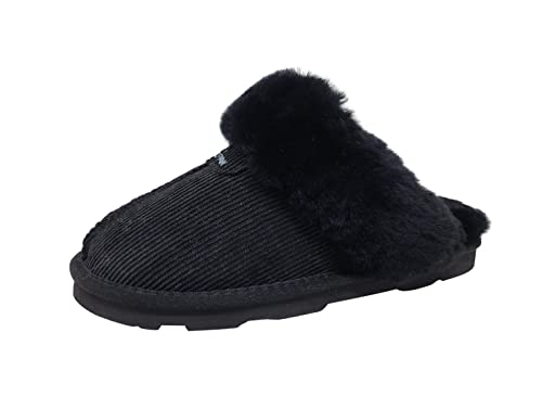 Bearpaw Loki Ii 2 - Women's Sheepskin Slippers Black Corduroy - 6 Medium3