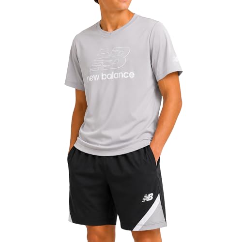 Image of New Balance Boys Short Sets - 2 Piece Active Performance Athletic Shirt and Kids Basketball Gym Shorts for Boys (8-12)