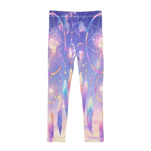 Fantasy Dream Catcher Colorful Feather Girls Casual Leggings for Kids Printed Long Pant Bottoms Stretch and Soft2