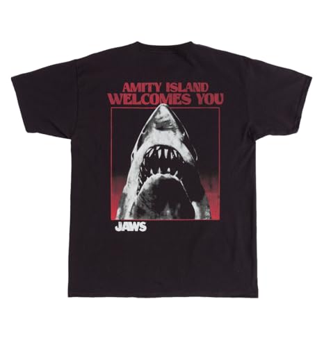 T-shirt Jaws Amity Island en coton noir fini les imprimés qui s'effacent