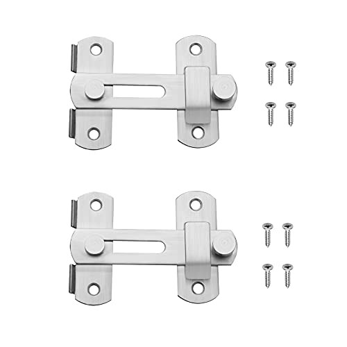 2 Stück Edelstahl-Flip-Riegel mit Befestigungsschrauben für Schlafzimmer, Badezimmer, Fenster, Tür, Schiebetür, Riegelschloss