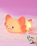ZKLiLi Night Light for Kids Lamp, 16 Colors Lamp Cute, Dimmable Baby Night Lights for Nursery,Silicone Rechargeable Nightlight for Kids Room, Kawaii Room Decor (Axolotl-Remote)