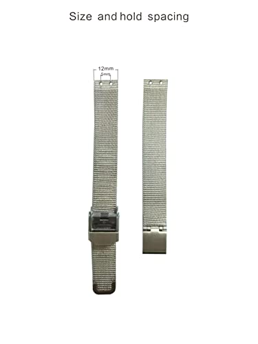 NZZXTO Replacement Watch Band for Bering Unisex Watch with Screw 12mm (hole spacing 5MM) （12mm Silver2