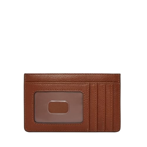 Image of Fossil Women's Logan RFID-Blocking Leather Zip Around Card Case Wallet with Keychain