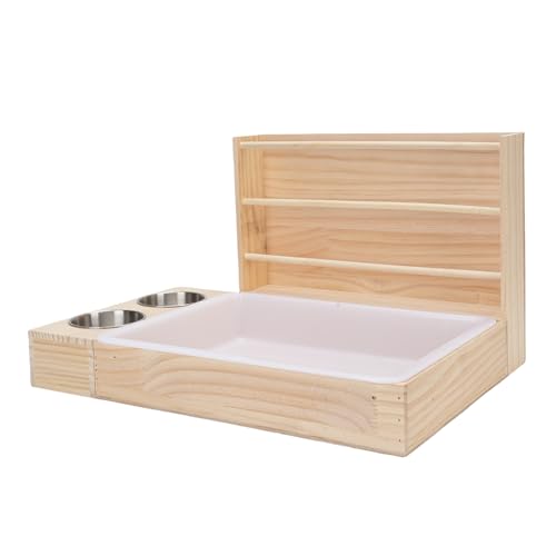 Large Rabbit Feeder with Litter Box and 2 Bowls, Rabbit Hay Feeder,Wooden Hay Feeder, Animals Grass Food Rack for Guinea Pig Bunny Other Small Animals - Image 5