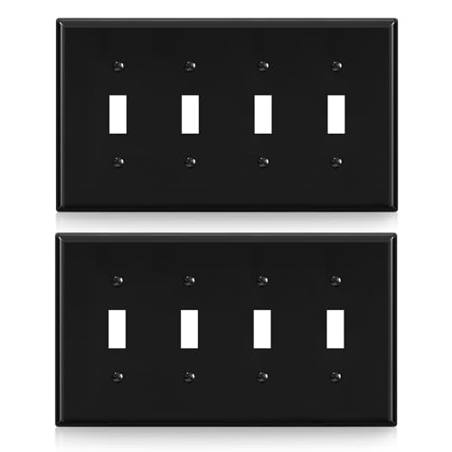 Plaque murale interrupteur triple noir brillant cache prise bascule 2 unitas - 2