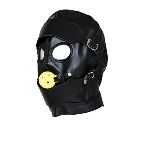 BaronHong Harnais en cuir PU unisexe pour adulte Masque à capuche complet Discothèque Cosplay Couvre-chef (Noir, M)